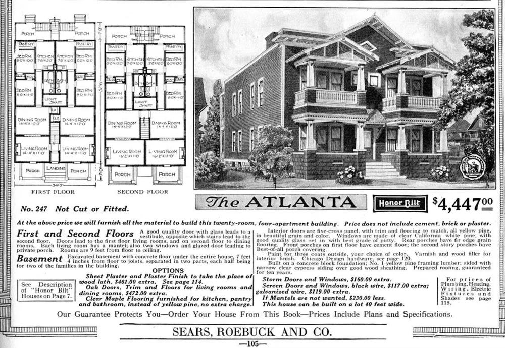 Image: Sears Ad for an Atlanta Quadplex