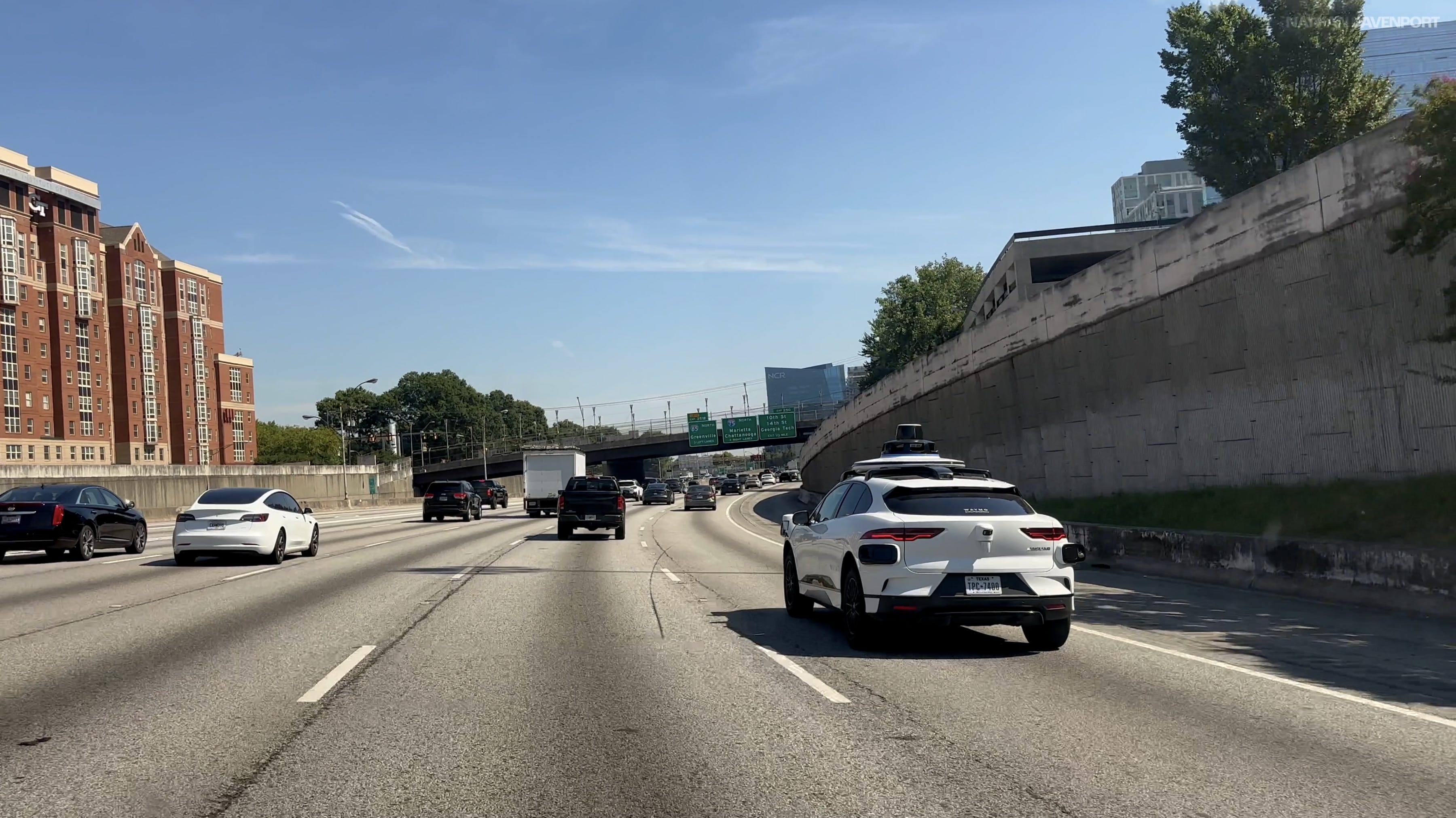 Image: Waymo car testing on the Atlanta Connector, June 2024 (by Nathan Davenport)